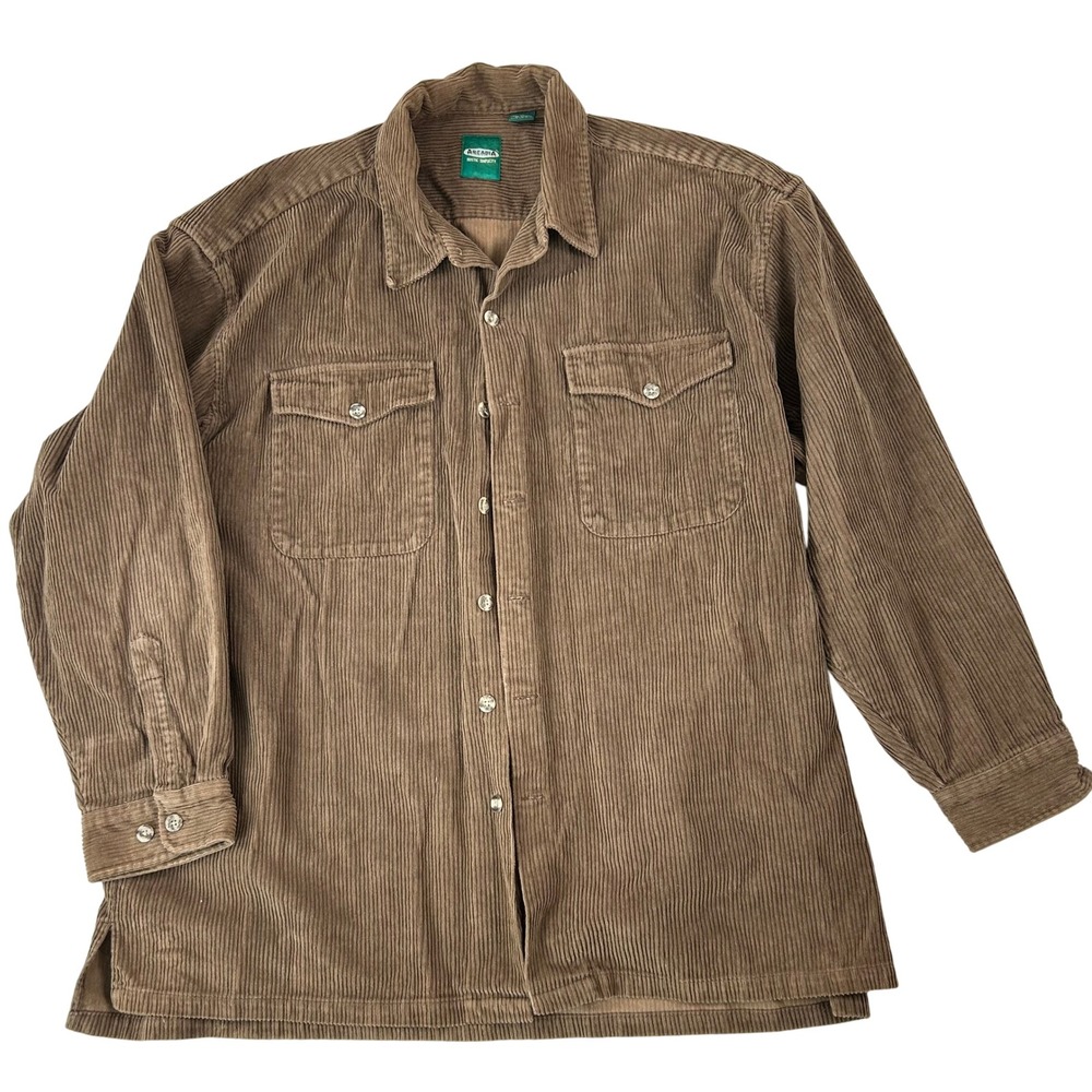 ARCADIA Mens Brown Corduroy Button Down Shirt Rustic Simplicity XL Heavyweight‎